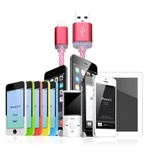 

Mobile phone USB cable for Iphone Android Xiaomi Huawei charger cable LED colorful gradient Charger spare parts 1m date cable