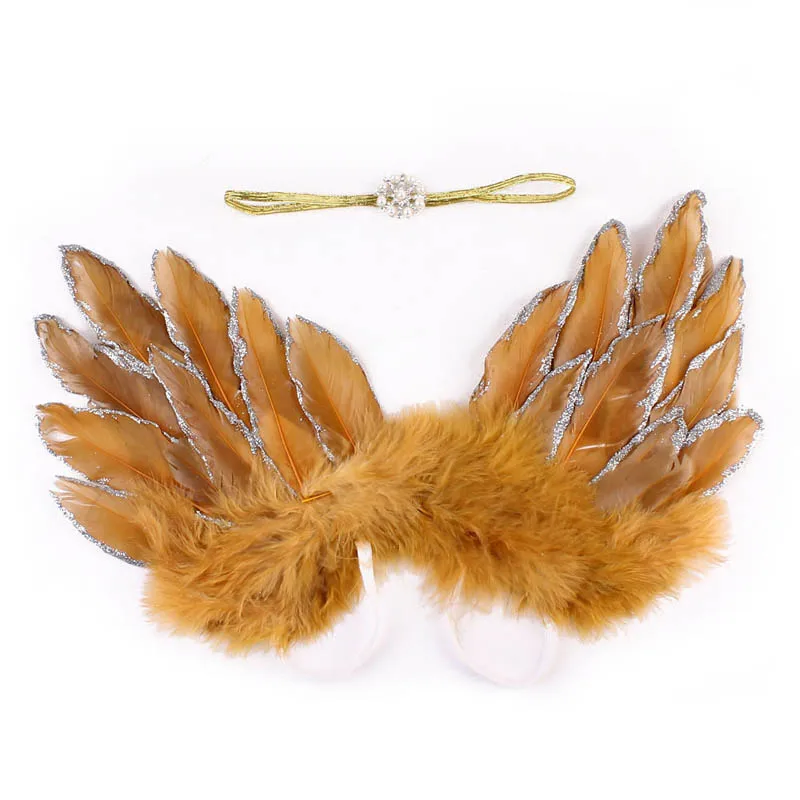 

Baby Headband Feather Angel Wings Headband Set Infant Photography Props Cute Costume AN88