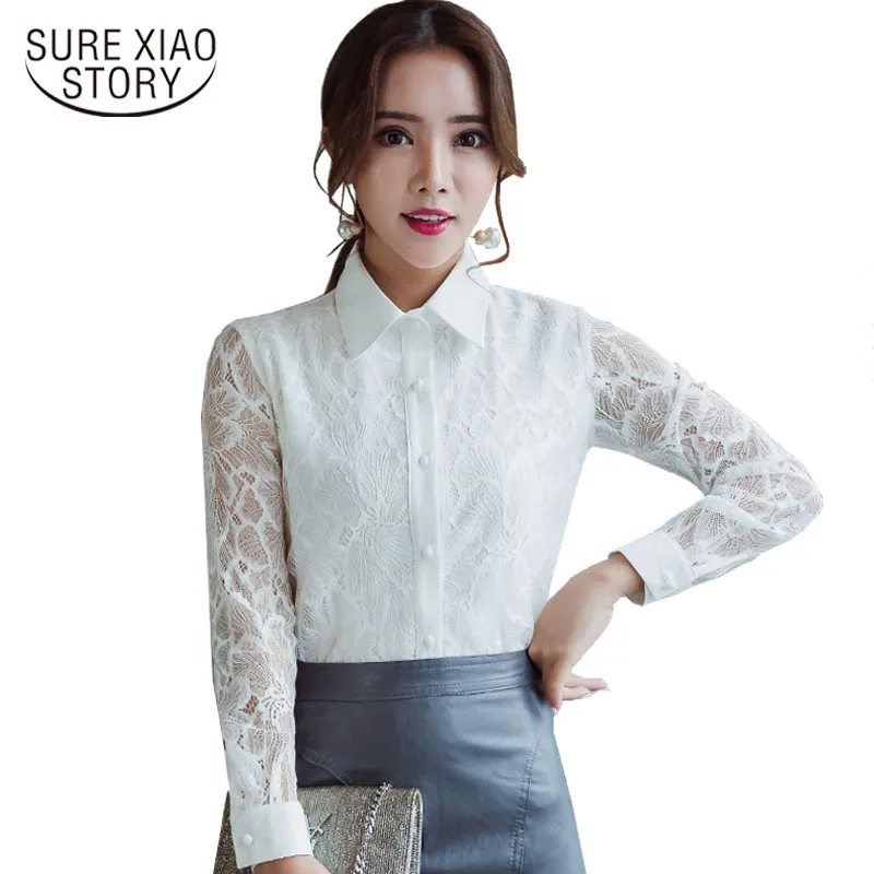 30 Blanco Oficina Manga Camisa Elegante Larga Estilo Lace Mujer Blusa Delgado 2018 Hacia Las Ahueca Fuera Encaje De Nuevo Llegan Lady Blusas Tapas D274 qxtwOzgf