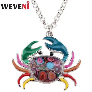 

WEVENI Statement Enamel Alloy Zodiac Signs Cancer Necklace Pendant Chain Chokar Fashion Jewelry For Women Girls Gift Accessories