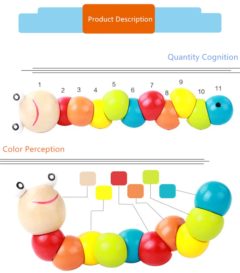 Насекомых Пазлы Дети Развивающие деревянные игрушки Детские Дети пальцы гибкие Training науки скручивания червь игрушки
