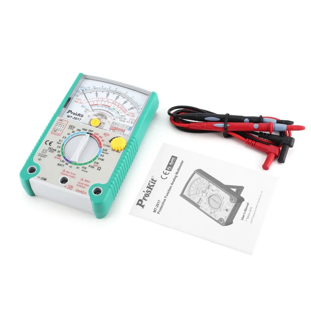 

Proskit MT-2017 AC/DC Analog Graph Pointer Multimeter Ammeter Resistance Capacitance Diode Volt Amp Ohm hFE LED Meter