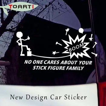 

17*9CM No One Cares About Your Stick Figure Family Funny Car Stickers Bumper Window Car Styling Decorative Vinyl Adhesive Decal