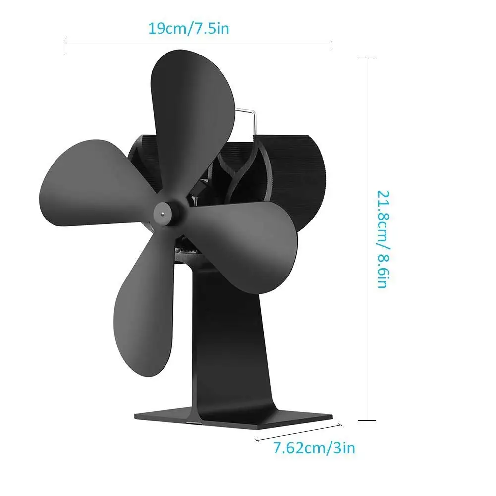 FFYY-вентилятор для печки и дров, вентилятор для печки и дымоходов, без шума, питание от тепла-черный