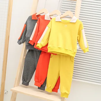 

Hot Sale 2019 New Style Baby Boys Girls Clothes Set Long Sleeve Soild Sport Sweatshirt Long Pants Newborn Infant Clothing