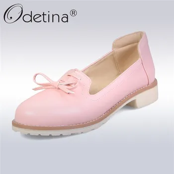 

Odetina New Fashion Sweet Women Loafers Shoes Soft Low Heels Slip On Shoes Bow Tied Round Toe Women Casual Shoes Spring Summer