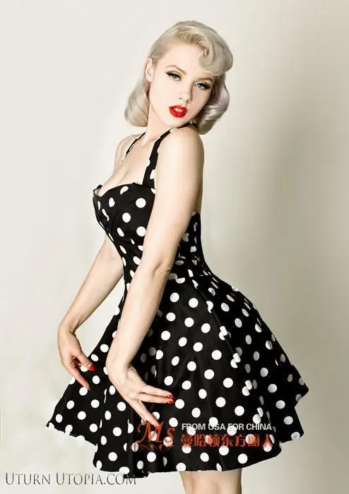 LADIES RETRO VINTAGE 50s STYLE POLKA DOT PIN UP BELTED FLARED DRESS BNWT 8-22 