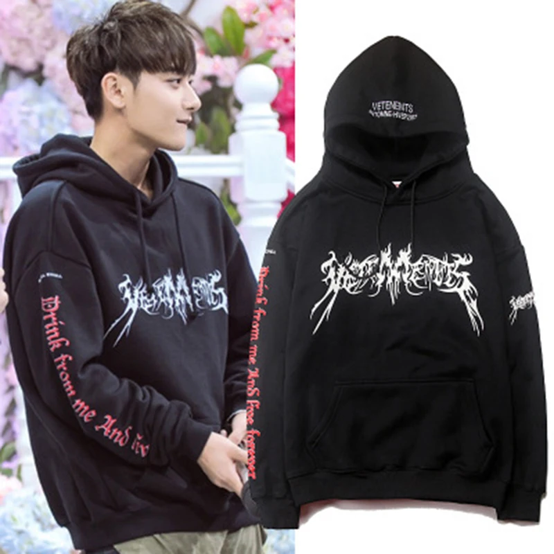 

Kpop Couple Autumn Plus Velvet Korean Version Of The Five-pointed Star Letter Printed Sweatshirt Long-sleeved Loose Coat