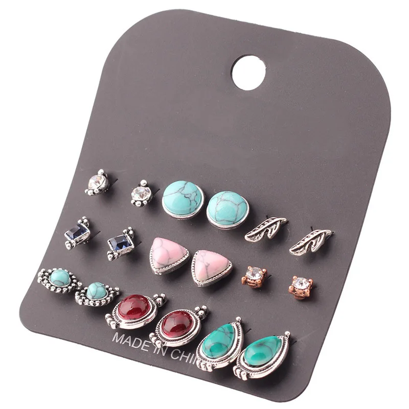 UALGL Fashion Cute Earring Sets 9 Pairs Conjuntos De Aretes Pendientes