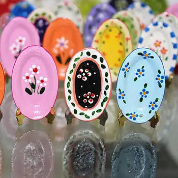 

Dollhouse Mini Kitchen Ceramic Dishes Plate Miniature Tableware Realistic Model Toy DIY Creative Fruit Dessert Cake Plate Toys