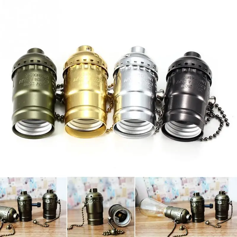 

Retro E27 Screw Bulb Lamp Holder Socket Aluminum Shell DIY zipper Style