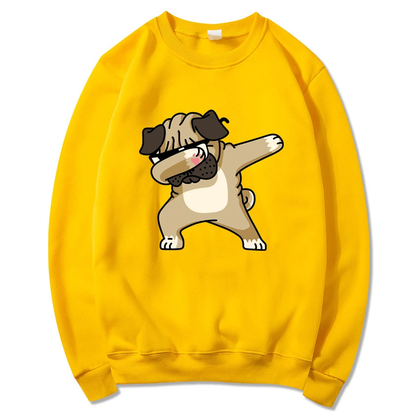 

New Dabbing Pug Sweatshirt Men Print Funny Hoodie Kpop Hip Hop Crewneck Sweatshirts Winter Autumn Graphics Design Brand Clothing