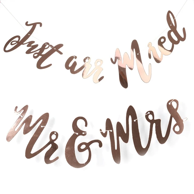 aliexpress com buy 1set rose gold mr mrs just married banner bride just married banner