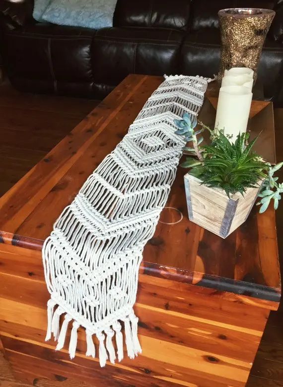 

Macrame table runner-Christmas runners handmade boho style wedding runners BEIGE COLOR customized size home deocration