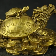 Старый Китай ручной работы медный резьба черепаха-Дракон Редкие статуя N60
