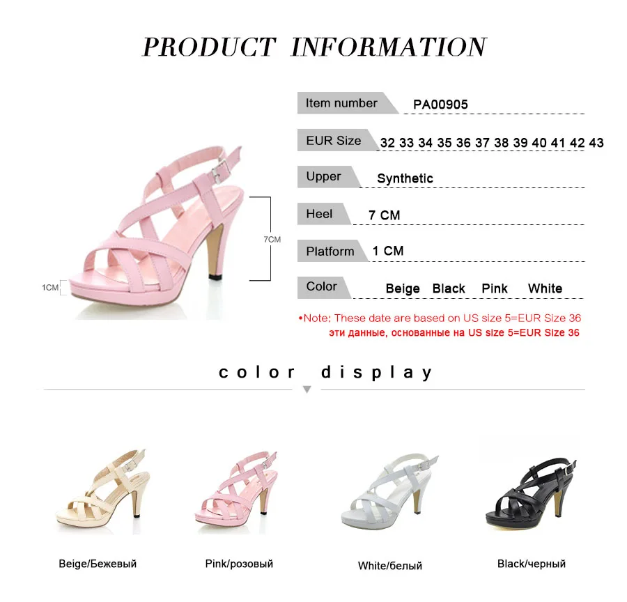 RizaBina Size 32-43 Women's High Heel Sandals Gladiator Shoes Women Lady Sexy Platform Sandals Heels Summer Shoes Sandals 6