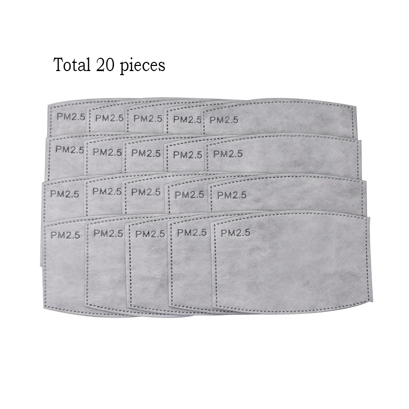 

20 Pcs/lot Anti Haze Dust Masks Filter Paper PM2.5 Activated Carbon Filter replaceable Insert Protective Filter Cloth for Mask
