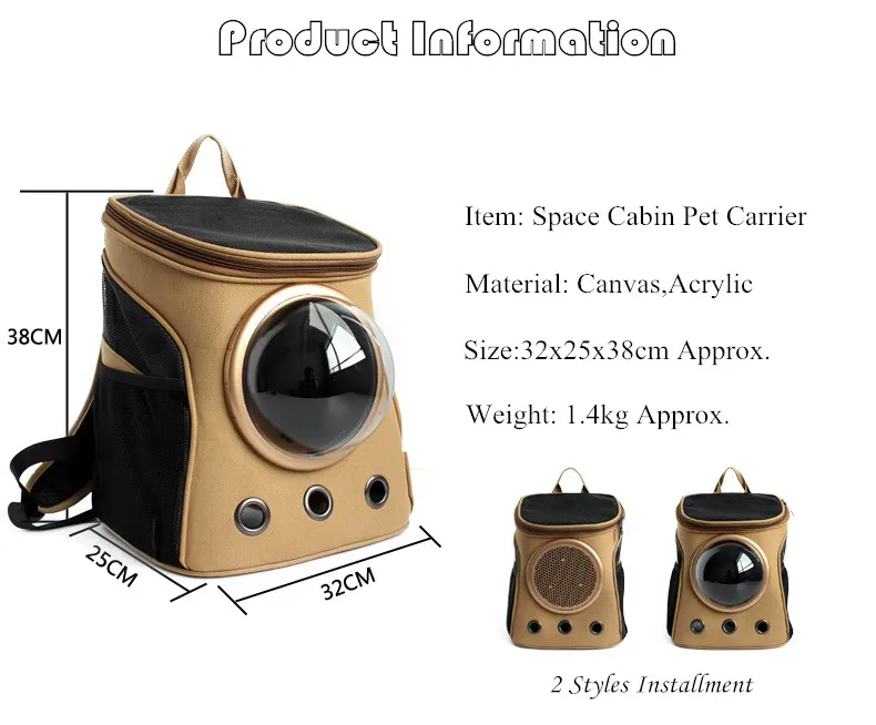 Hot Sale Breathable Cats Carriers Small Dog Outdoor Portable Backpacks Canvas Bag with Transparent Cover Droppshipping (4)