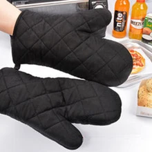 1PC New Portable Black Cotton Blend Thick Kitchen Baking Cook Insulated Padded Oven Gloves Mitt