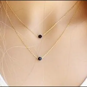 

European And American Extreme Personality Simple Wild Double Black Crystal Necklace For Women Girl Wholesale