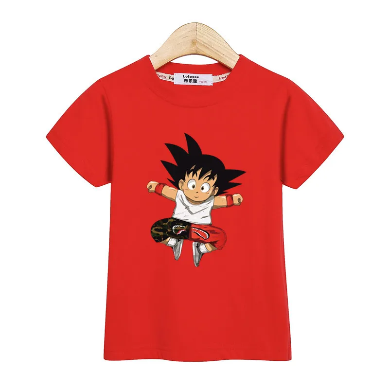 Детские футболки рубашка с героями мультфильмов для мальчиков Детский мяч Дракон аниме одежда повседневные топы с короткими рукавами для девочек, летние хлопковые спортивные футболки