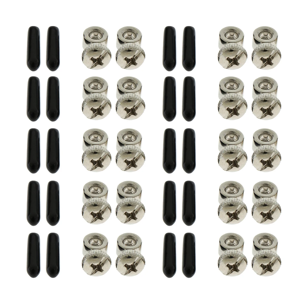 

10 Sets Spare Screws & Black End Caps Cover Replacing Hardware for Speed Jump Rope Skipping Ropes
