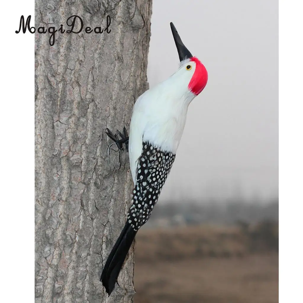 Realistic Artificial Animal Feather Garden Figure Woodpecker Bird Model Home Park Garden Tree Ornament Decor
