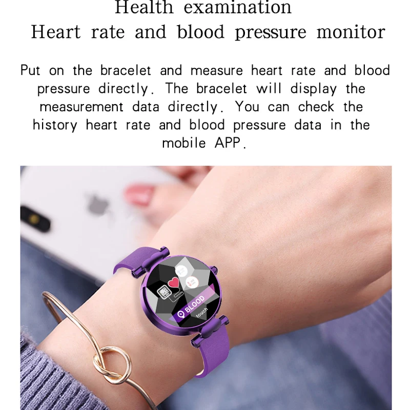 Smartwatch Для женщин водонепроницаемый смарт-браслет Фитнес трекер крови Давление мониторинг кислорода в крови смарт-браслет для леди подарки