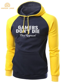 

Game Hooded Gamers Don't Die They Respawn Hipster Men's Raglan Hoodies 2019 Autumn Winter Warm Fleece Casual Adult Sweatshirt