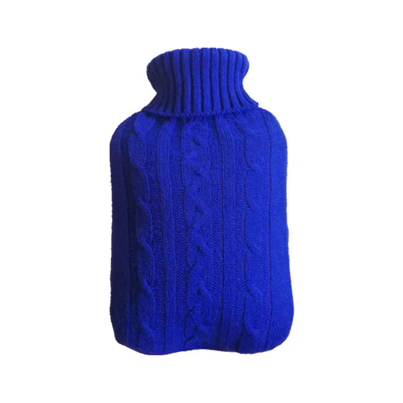 2000 мл морозостойкая безопасная большая бутылка для горячей воды защитный съемный зимний чехол Супер мягкий теплый взрывозащищенный моющийся вязаный - Цвет: Синий