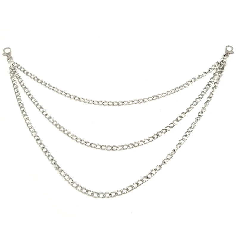 Mujeres tres hebras Biker llavero Jean Portachiavi 3 capas cartera cadena Punk gancho llavero Pantalones Pantalón llavero