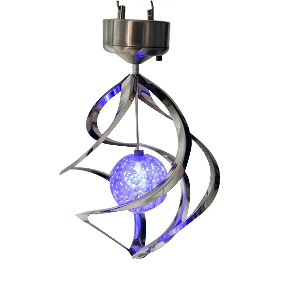 DSstyles светильник на солнечной энергии s Wind Spinner светодиодный светильник наружный подвесной ветряной колокольчик ночной Светильник Освещение для дома и сада Украшение - Испускаемый цвет: Silver
