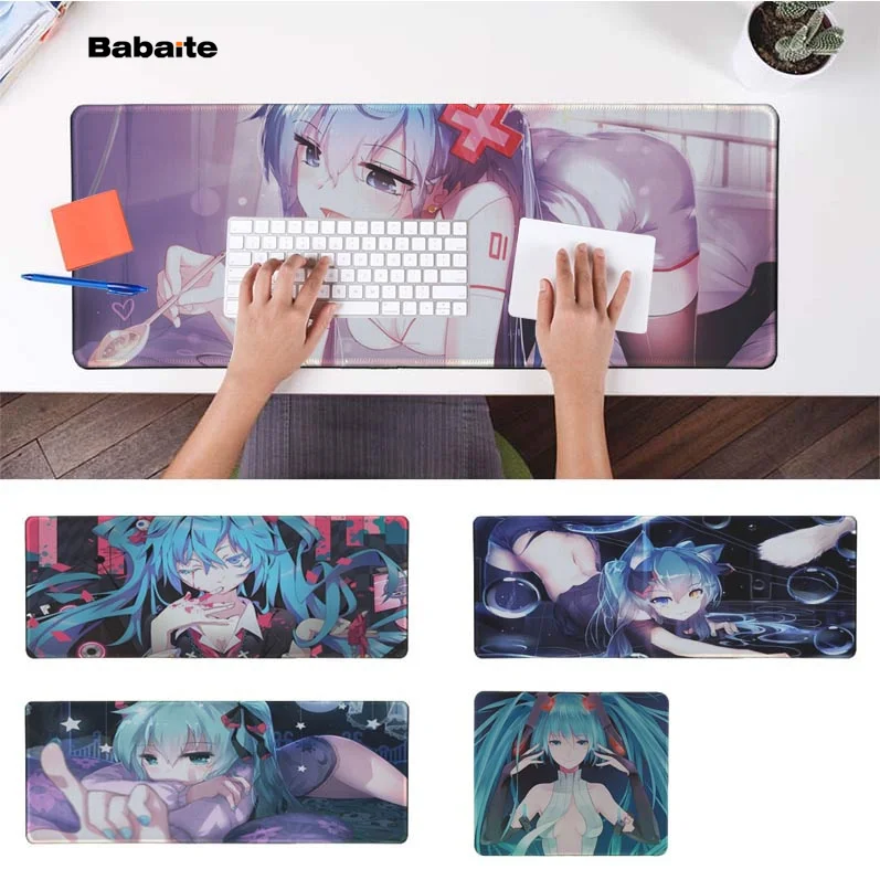 

Babaite Top Quality Hatsune Miku Natural Rubber Gaming mousepad Desk Mat Free Shipping Large Mouse Pad Keyboards Mat