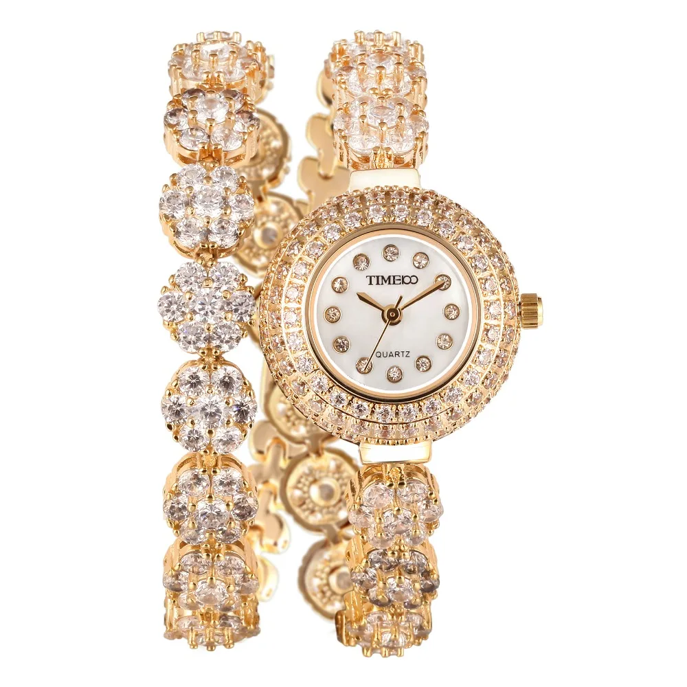 Hot Sale TIME100 Luxury Women Long&Short Copper Strap Rhinestone