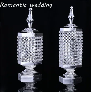 

4pcs/lots free shipment crystal metal silver candle holder snack jar candy plate crafts for wedding party home event decoration