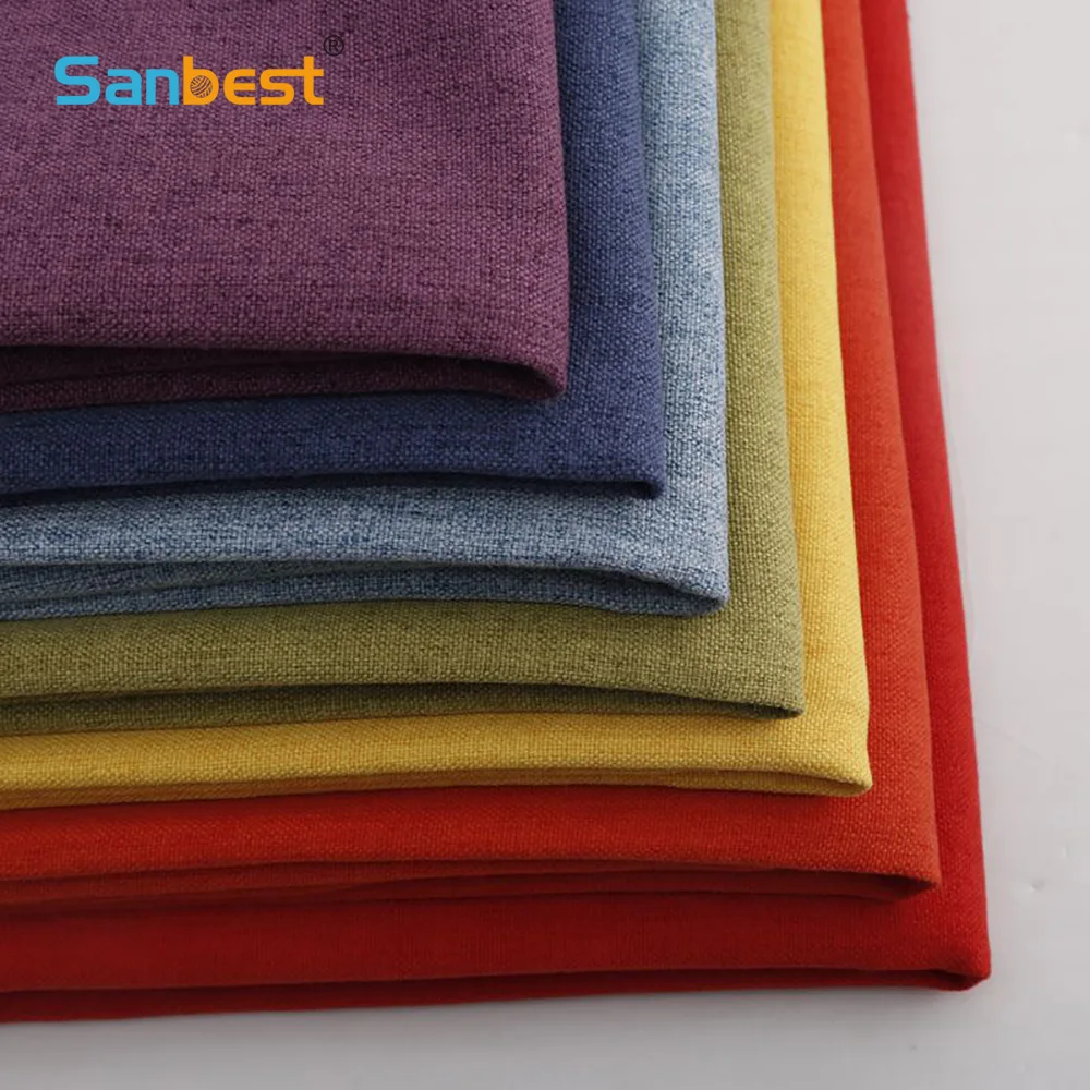 Sanbest Solid Cotton Linen Fabric Embroidery DIY Cloth Sewing Home Sofa Case Curtain Bag Cushion