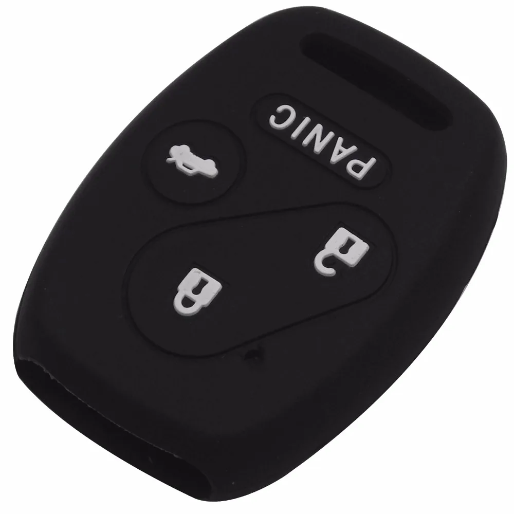 jingyuqin Remote Silicone Key Case For Honda Accord CR-V Civic Insight Ridgeline 4 Buttons 3 Button+Panic New Holder Cover key case key case cover remote control case cover