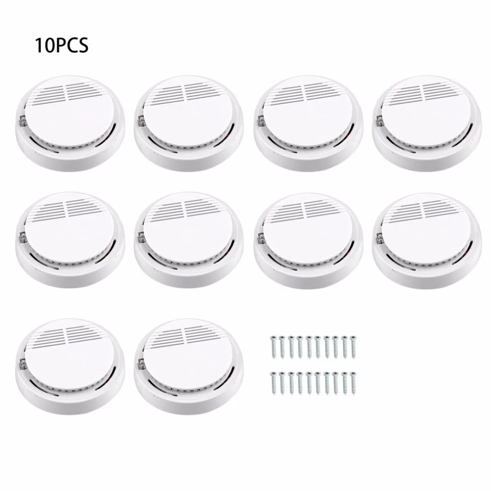 

10Pcs Smoke Detector Sensor Smokehouse Fire Alarm Combination Firefighter Fire Detector For Home Security Protection