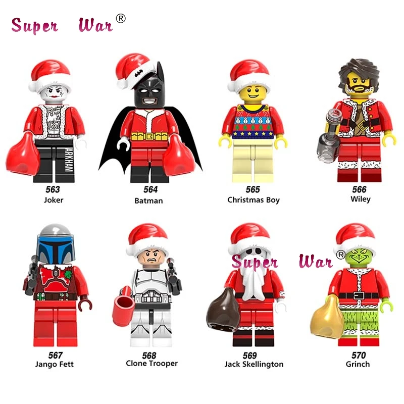 

1PCS santa Christmas Boy Joker Wiley Jango Fett Jack Skellington Clone Trooper building blocks models bricks toys for children