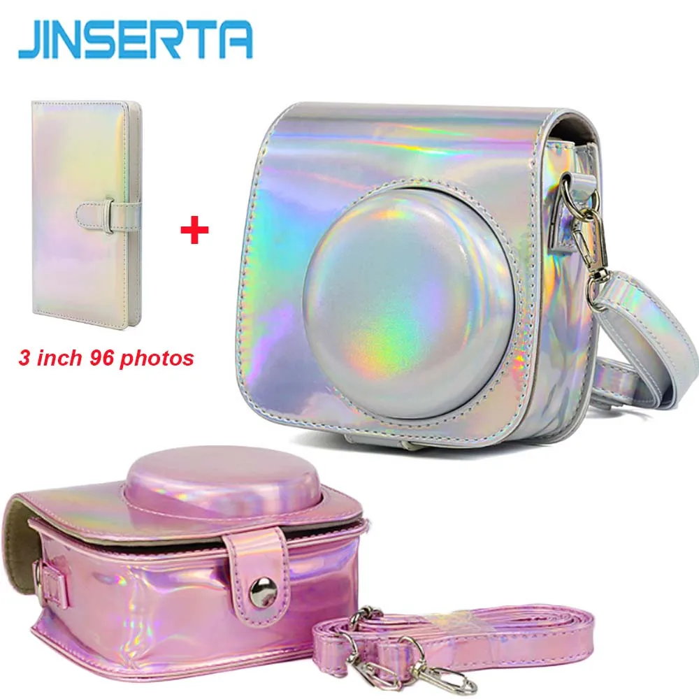 JINSERTA из искусственной кожи чехол сумка для Fujifilm Instax Mini 9 Mini 8 камера голографическая сияющая Лазерная мгновенная камера плечевой ремень