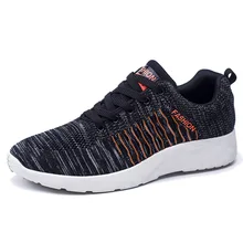 

Fashion sale flyknit Casual Shoes Men Breathable cozy flats Sneakers slip-on Shoes striated Mens loafers Plus Size New 2019