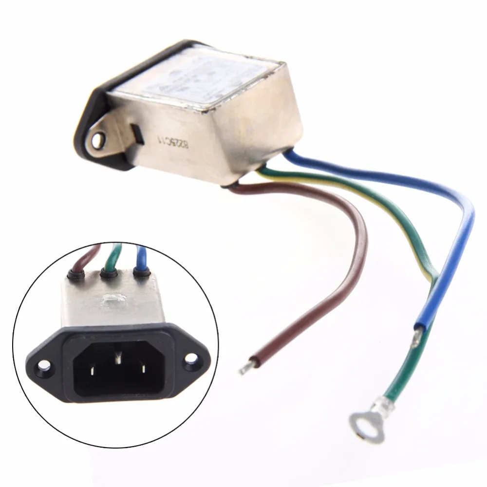 

3-Pin 50/60Hz Power Filter Connector Panel Mount filter EMI 115 / 8A 220V AC High Quality