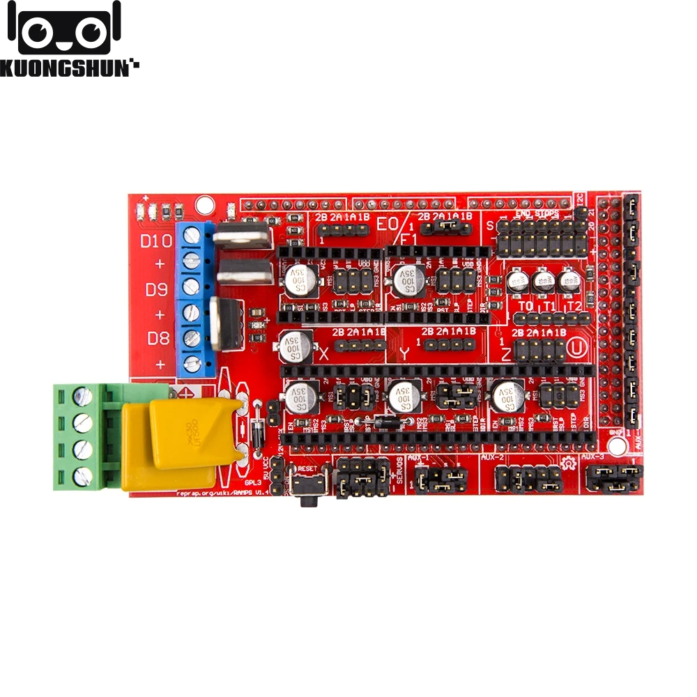 KUONGSHUN RAMPS 1,4 панель управления, материнская плата, детали для 3D принтеров, щит, Красный Черный пульт управления s Ramps1.4, аксессуары для плат