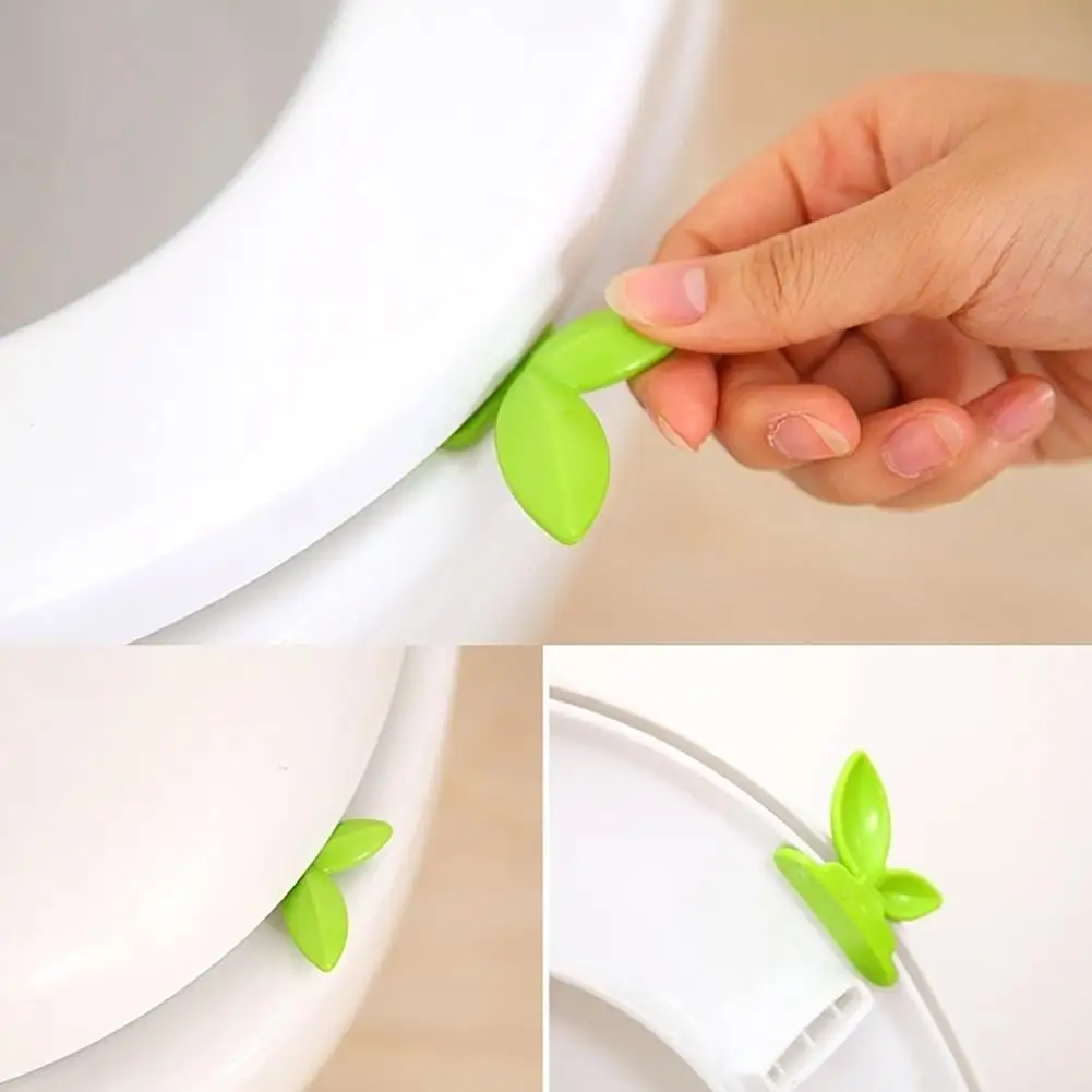 Creative Leaf Shape Toilet Seat Cover Lid Lift Handle Home Bathroom Accessory Set