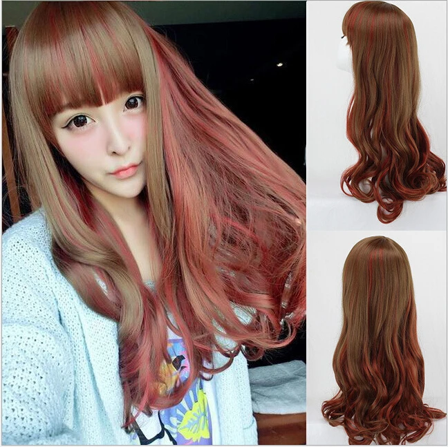 Fashion New Style Valentine Day 70cm Long Full Synthetic Womens Wigs Holiday Party Wigs Cosplay