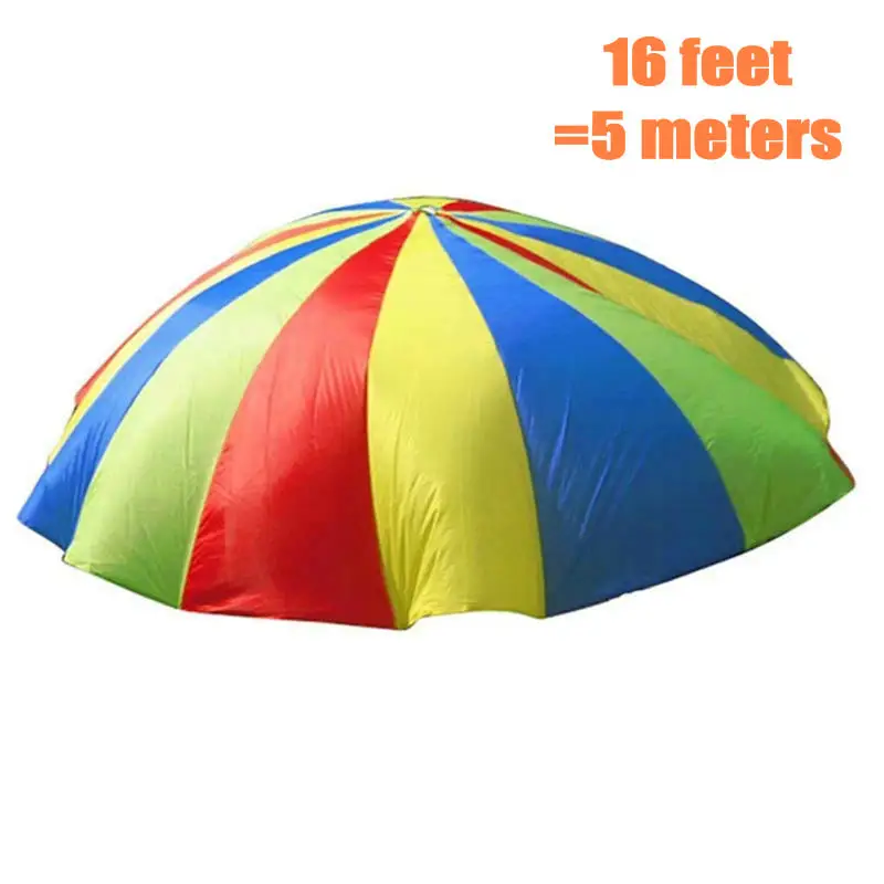 Детский спортивный уличный Радужный зонтик, 16 футов/5 метров Парашютная игрушка для родителей дети кемпинг интерактивная игрушка для прыжков - Цвет: 16feet