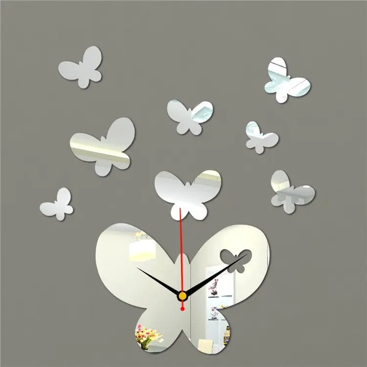 Бабочки летают акрил настенные часы минималистский гостиной настенные диаграммы моды часы искусства творческий DIY персонализированные часы