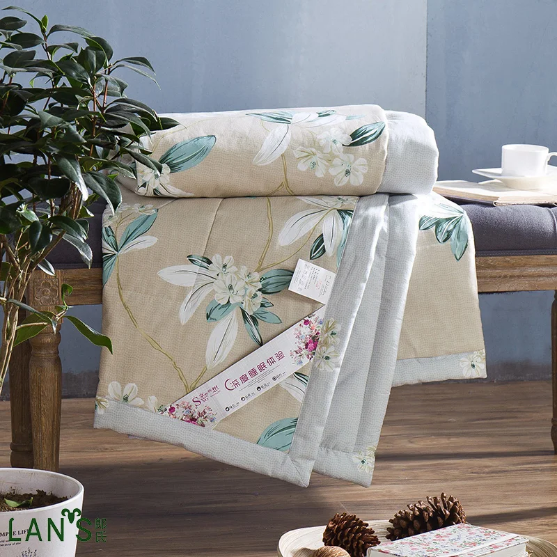 2017 Designer Elegant Washable Cotton Summer Quilts Floral Printed