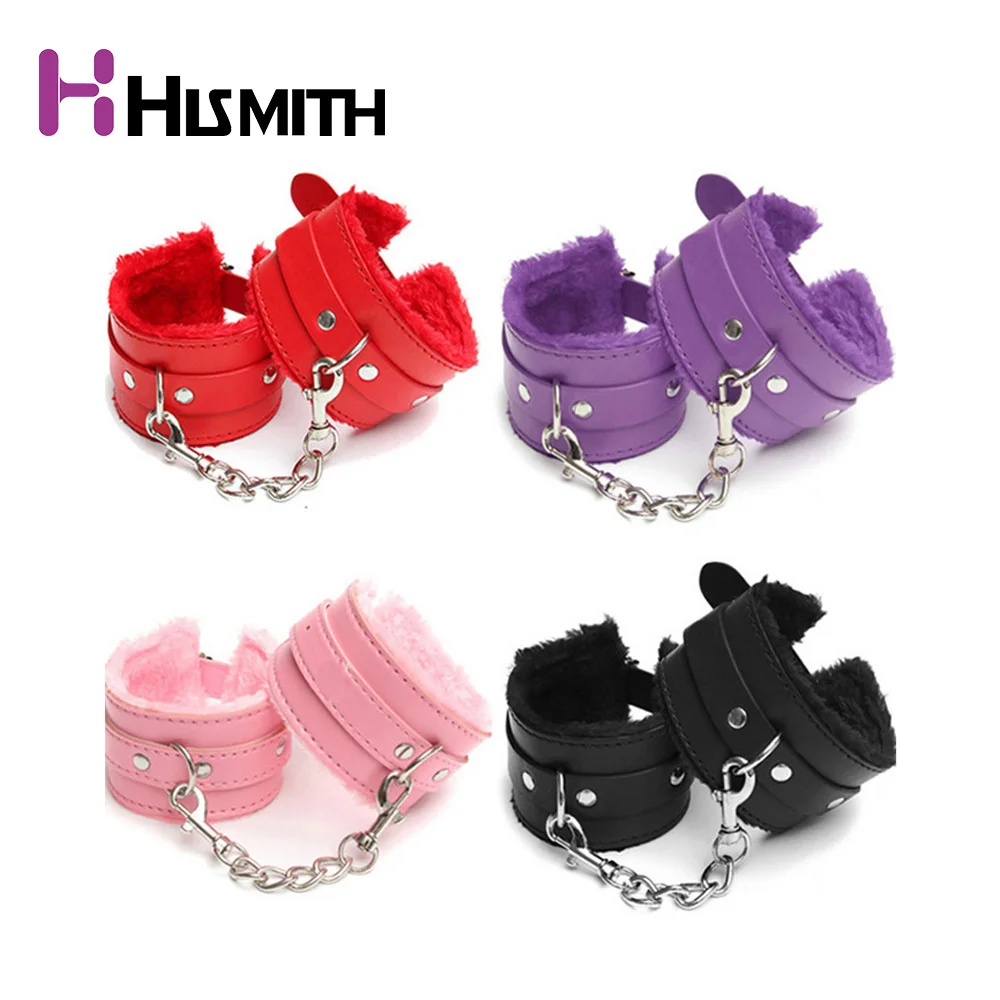 Новые 4 вида цветов секс игровые наручники игрушки для пар PU кожаные манжеты