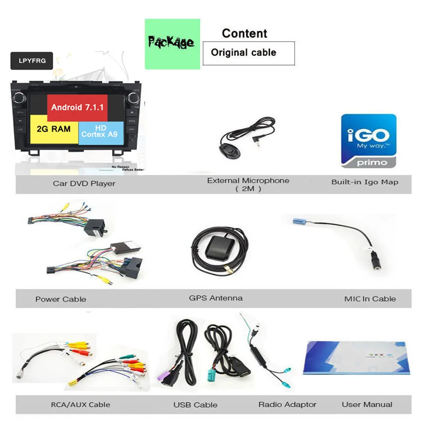 Clearance HD Octa Core A9 1.6GHz 1024X600 Android 9.0 Car DVD Player For Honda CRV CR-V 2006-11 4G WiFi GPS Navigation Stereo Video SD dvd 15